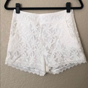 White shorts with pretty flower lace overlay